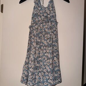 Floral Blue Sleeveless Dress